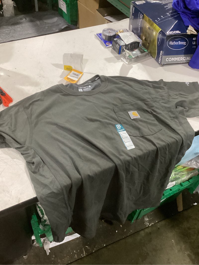 Condition photo showing Good Condition for men's large carbon heather polyester/cotton force relaxed fit midweight short-sleeve pocket t-shirt