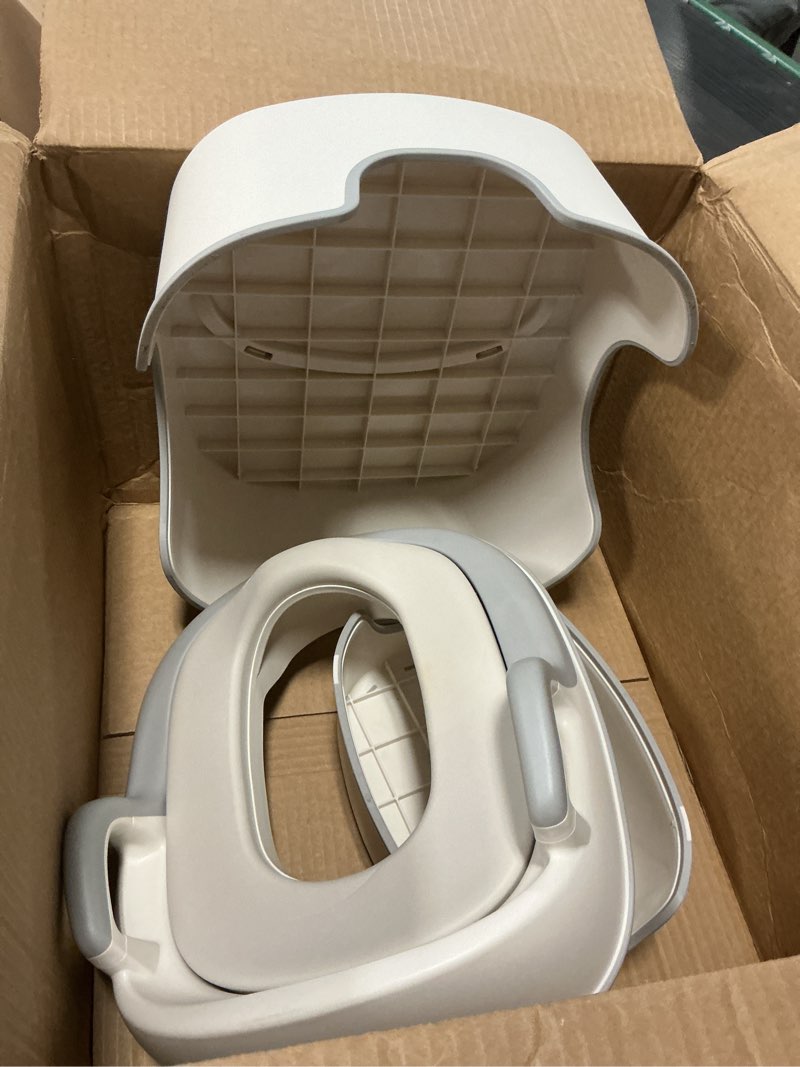 Condition photo showing As Is for similar jool baby potty training seat for boys and girls with handles, fits round & oval toilets, non-slip with splash guard, includes free storage hook (gray)