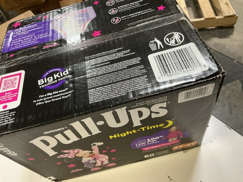 Condition photo showing New/Like New for pull-ups girls' nighttime potty training pants, training underwear, 3t-4t (32-40 lbs), 60 ct 3t-4t 60