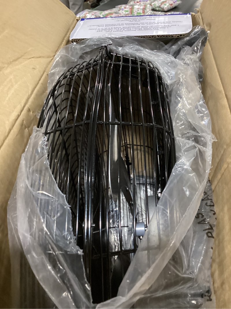 Condition photo showing As Is for Lasko 20" Black High Velocity Wall Mount Fan with Pivoting Head - 3 Speeds, Ideal Wall Mount Fan or Floor Fans for Home, Garage, Attic, 2264QM Black Silver