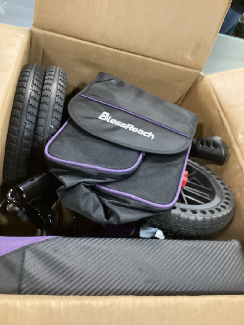 Condition photo showing As Is for All Terrain Foldable Knee Scooter Walker, Disc Brake Knee Walker for Foot Injuries, Compact Crutches Alternative (Purple)