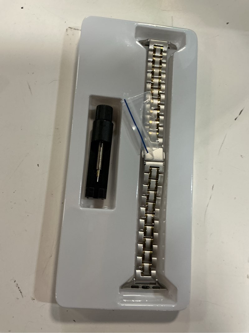 Condition photo showing Good Condition for stiroll thin replacement band compatible for apple watch 38mm 40mm 41mm 42mm(series 11 10), stainless steel metal wristband women men for iwatch ultra se series 9 8 7 6 5 4 3 2 1, starlight gold starlight gold 38mm/40mm/41mm/42mm(series 11 10)