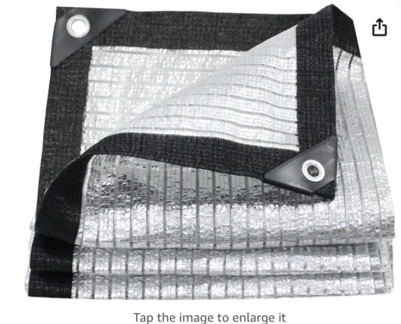 BeGrit 75%-80% Aluminum Shade Cloth, Reflective Tarp for Garden, Patio, Greenhouse, Pergola, Car, Kennel