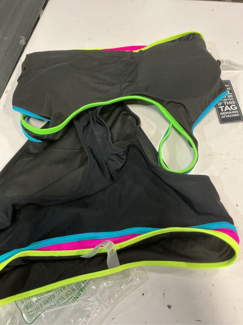 Condition photo showing Good Condition for (Size: L)BMJL Women's High Waisted Bikini Sets Sporty Two Piece Swimsuits Color Block Cheeky High Cut Bathing Suits Rainbow Black Pink011 Large