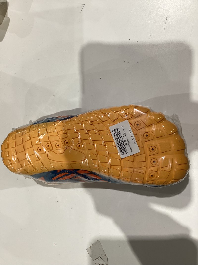 Condition photo showing New/Like New for WateLves Water Shoes Men Women Beach Barefoot Aqua Socks Breathable Wide Swim Outdoor Walking Anti Slip Pool Shoes for Hiking Kayaking Diving Surfing 11 Women/9.5 Men C-blue/Orange