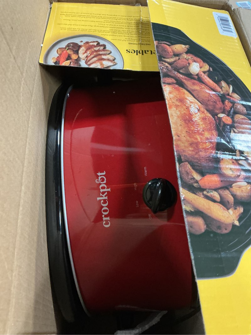 Condition photo showing As Is for crock-pot 8-quart cook & carry oval manual portable slow cooker, red - sccpvl600-r