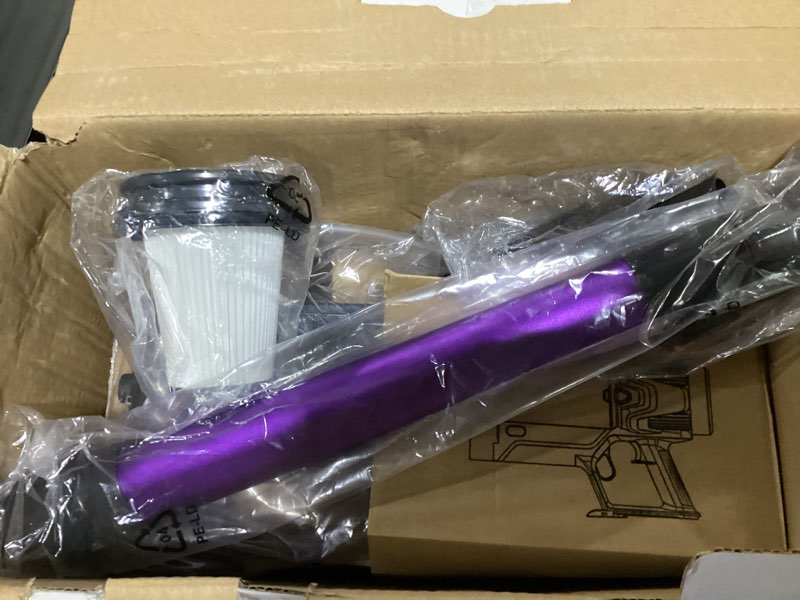 Condition photo showing Good Condition for Cordless Vacuum Cleaner 55Kpa/650W/70Mins,1.8L Self Standing Stick Vacuum,Upgraded Vacuum Cordless with Hurricane Mode,Touch Screen,Anti-Tangle Wireless Vacuum,Vacuum Cleaners for Home/Pet Hair/Carpet Purple