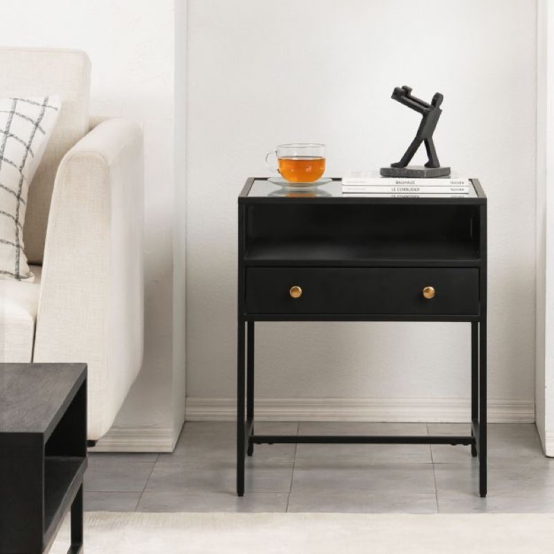 MH London Hale 24" Iron & Glass Nightstand