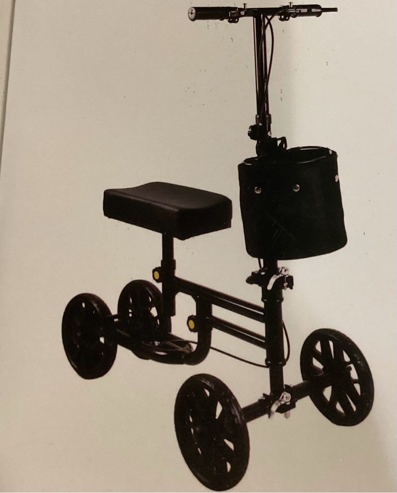 blessreach knee scooter steerable knee walker deluxe medical scooter for foot injuries adult compact crutches,supports up to 300 lbs?black?