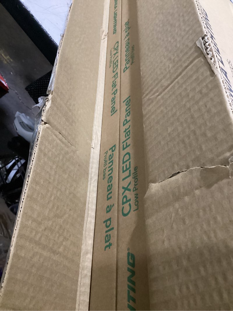Condition photo showing Good Condition for lithonia lighting cpx 2x4 led flat panel light, 2 ft. x 4 ft. led light panel, ceiling lighting fixture, 4000/5000/6000 adjustable lumens, 3500k/4000k/5000k cct, smooth satin lens, white (2-pack)