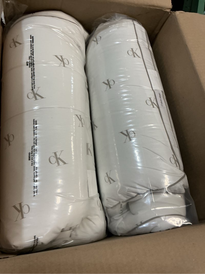 Condition photo showing New/Like New for Calvin Klein Logo Medium 20" x 36" King Size Set of 2 Bed Pillows for Sleeping, White King Medium