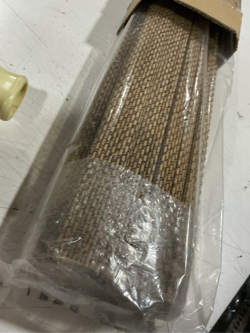 Condition photo showing Good Condition for lazblinds no drill cordless bamboo roman shades, light filtering blinds for indoor windows, roll up bamboo blinds for home, 20" w x 64" h, star-brown star-brown 20"w x 64"h