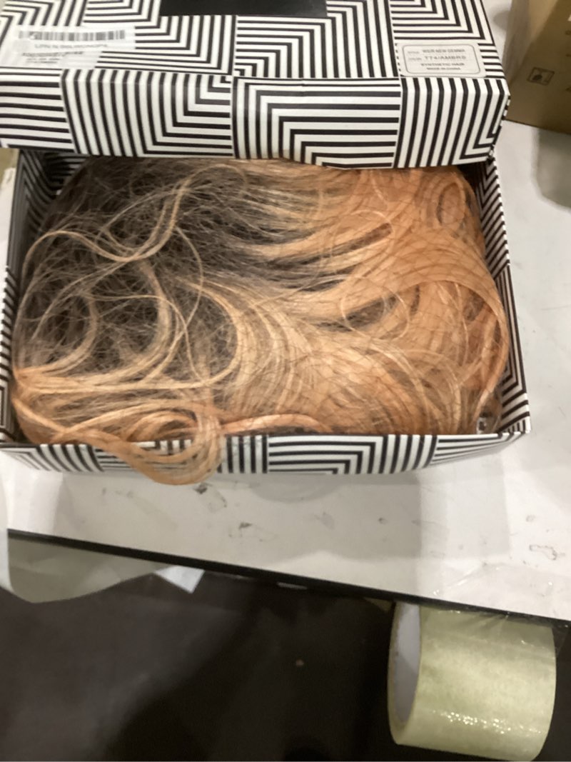 Condition photo showing Good Condition for noble pink wig with bangs short ombre pink bob wigs for women colorful short wavy wigs heat resistant synthetic bob wigs with dark roots for daily party use 12 inch (pack of 1) dream pink