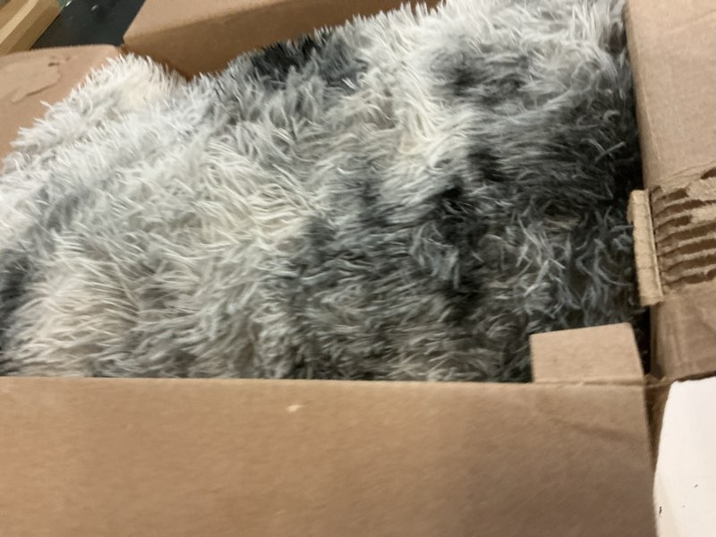 Condition photo showing Good Condition for TWINNIS Super Soft Shaggy Rugs Fluffy Carpets, 6x9 Feet, Indoor Modern Plush Area Rugs for Living Room Bedroom Kids Room Nursery Home Decor, Upgrade Anti-Skid Rectangular Fuzzy Rug, Black and White 6' x 9' (Rectangular) Tie Dyed Black White