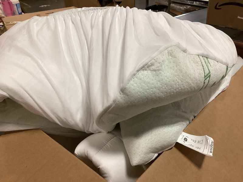 Condition photo showing As Is for Ultra Soft Queen Size Mattress Topper - Viscose Made from Bamboo Pillow Top Mattress Pad for Back Pain Relief - Naturally Cooling for Hot Sleepers, Green Green Queen