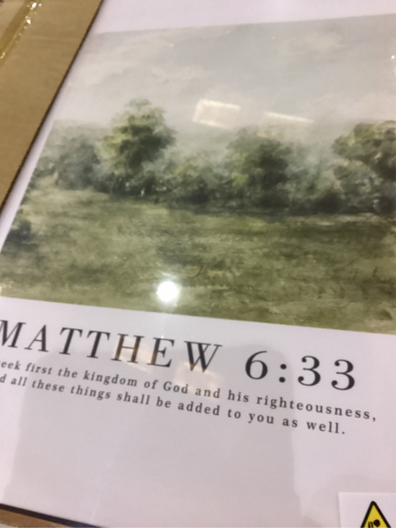 Framed Vintage Christian Wall Art Set of 3, Large Rustic Landscape Scripture Canvas Prints, Neutral 