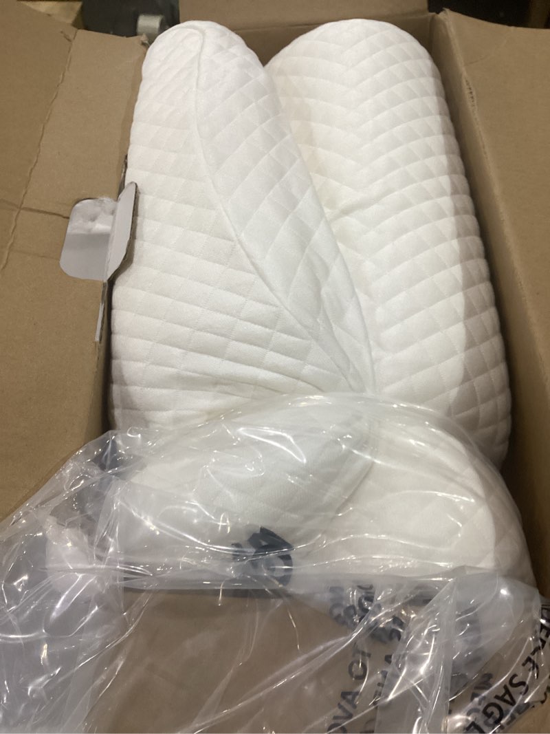 Condition photo showing Good Condition for zamat memory foam pillow for neck pain relief, adjustable orthopedic ergonomic cervical pillow for sleeping with washable cover, bed pillows for side, back, stomach sleepers white queen(24*15*4.7inches)