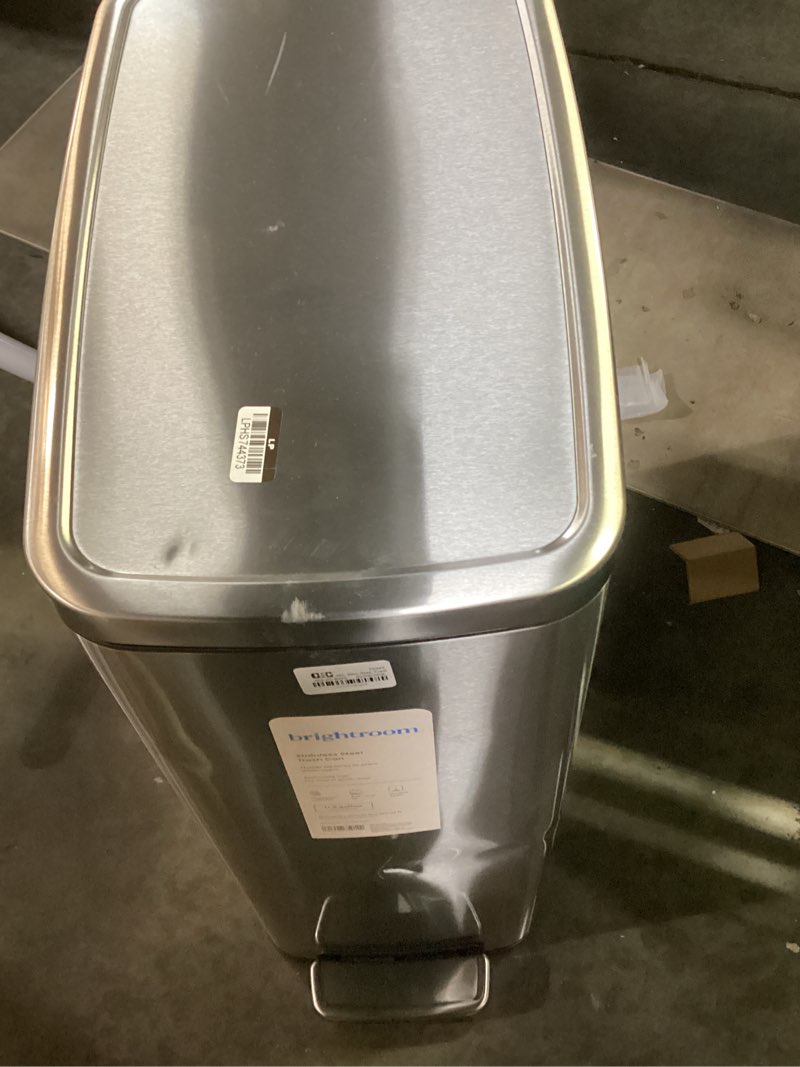 Condition photo showing New/Like New for 45l slim step trash can - brightroom™: stainless steel kitchen garbage can, indoor, smooth finish, silver, 11.8 gallon capacity