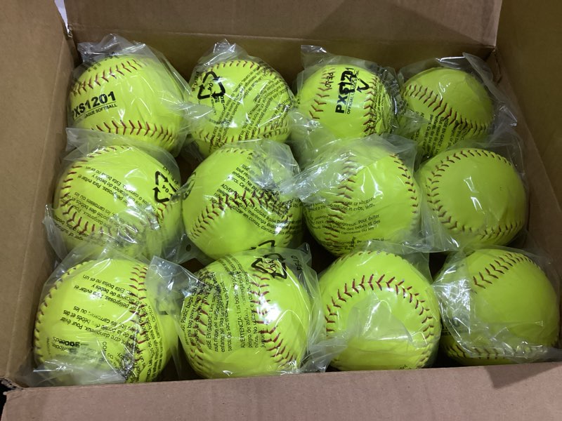 Condition photo showing Good Condition for PHINIX Slow-Pitch Split Leather Softballs Professional Quality Practice Competitions 11" & 12" Options (COR .52 / Comp.300) 12 Inch Box of 12