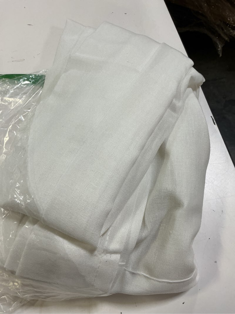 Condition photo showing Good Condition for ivory white 105 inch long curtains pinch pleat memory shape trained linen curtains for living room ivory cream semi sheer light filtering boho neutral 105 inch pleated drapes hooks rings bedroom ivory white 40\"w x 105\"l (pack of 1)