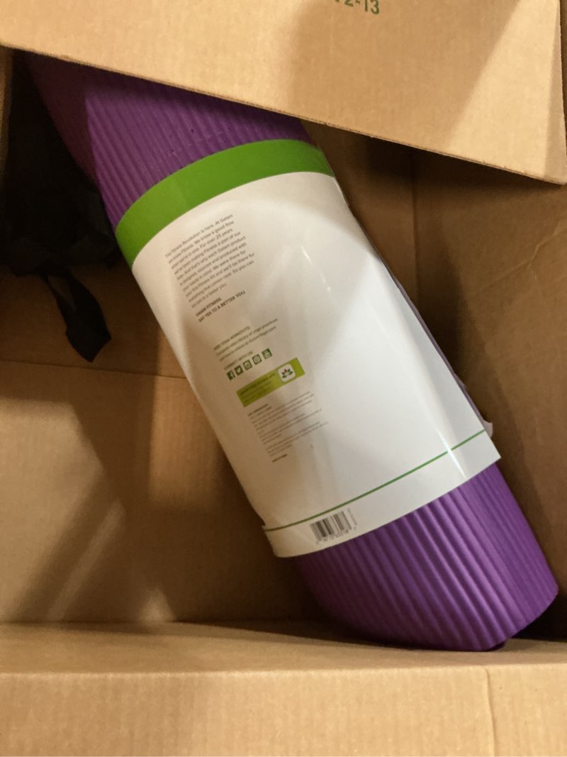 Condition photo showing As Is for gaiam yoga mat, pilates & exercise mat, thick 2/5" (10mm) workout mat with easy-cinch carrying strap for home & gym workouts purple 2/5" (10mm)