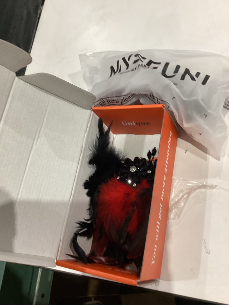 Condition photo showing Good Condition for 2025 New Masquerade Mask with Feather for Couples - Women's Masquerade Mask with Feather & Men Venetian Costume Mask Black Red