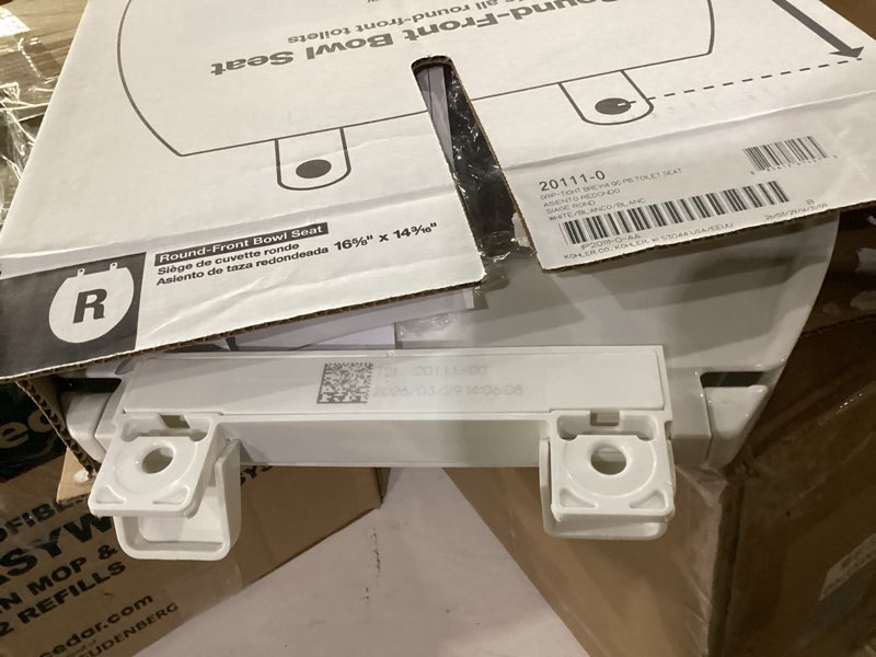 Condition photo showing Good Condition for kohler 20111-0 brevia, slow close toilet seat, round toilet seat, grip-tight bumpers quick-attach hardware, white