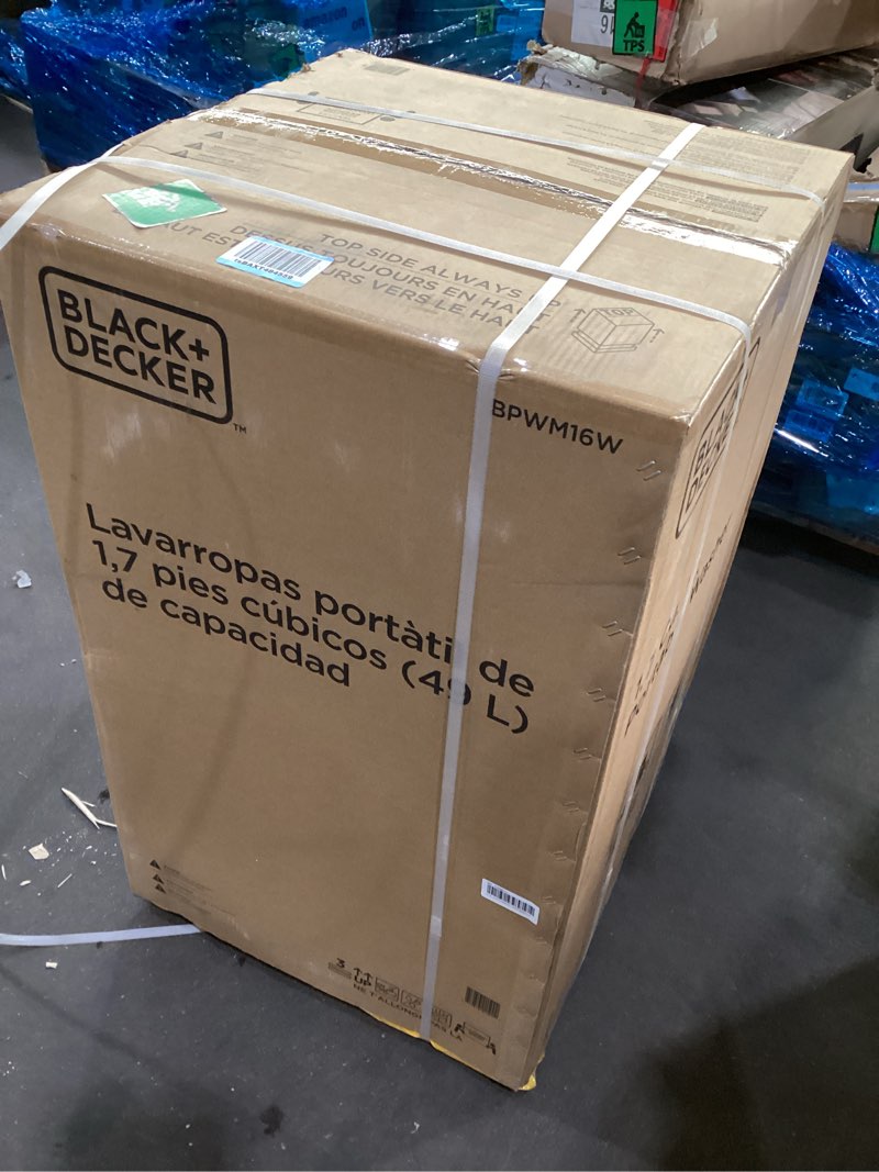 Condition photo showing New/Like New for BLACK+DECKER Small Portable Washer, Washing Machine for Household Use, Portable Washer 1.7 cu.Ft with 8 Cycles, Transparent Lid & LED Display 1.7 Cu. Ft.