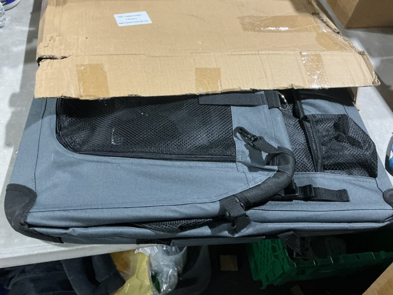 Condition photo showing Good Condition for large cat carrier 24"x16.5"x16.5" portable dog crate for small medium dogs collapsible traveling pet crate with collapsible bowl 24"x16.5"x16.5" (no litter box) grey