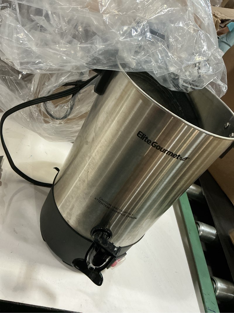 Condition photo showing As Is for elite gourmet ccm040 stainless steel 20 cup coffee urn removable filter for easy cleanup, two way dispenser with cool-touch handles electric coffee maker urn, stainless steel