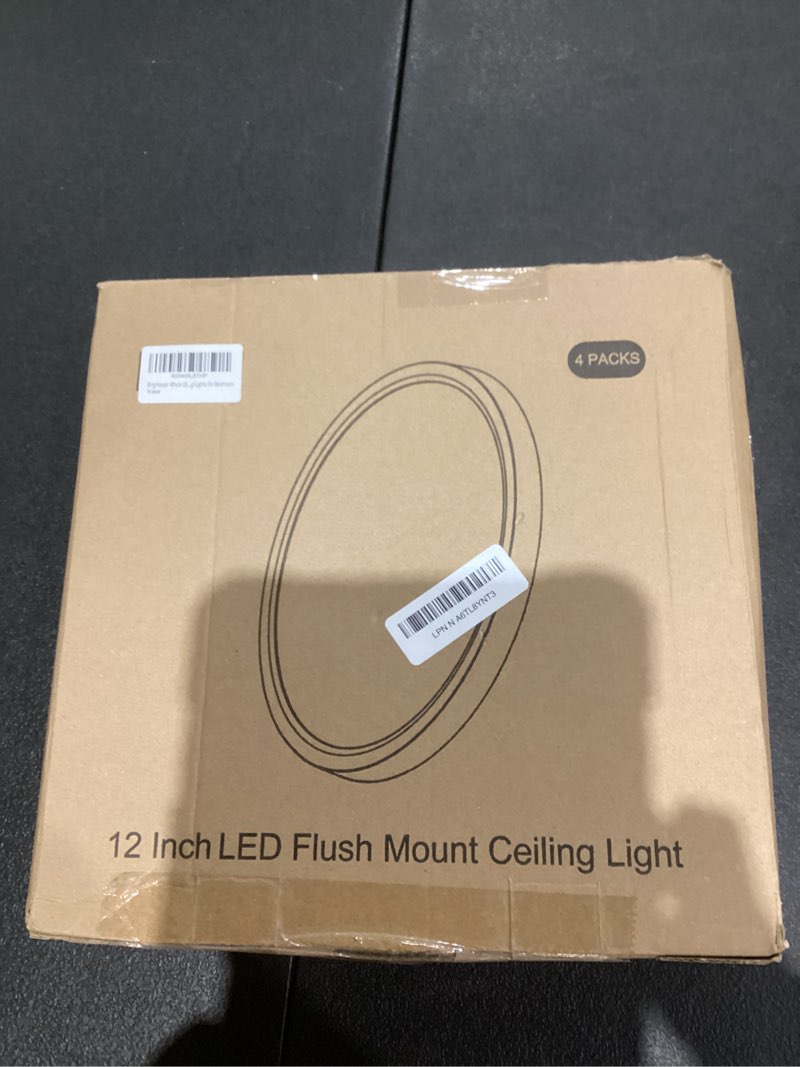 Condition photo showing New/Like New for Brightever 4Pack LED Flush Mount Ceiling Light Fixture, 12 Inch 24W, Super Slim 0.67 Inch, 3200LM, Dimmable & 2700K-6500K 5 Color Selectable LED Ceiling Lights for Bedroom 5CCT-White 12 Inch-4 Packs