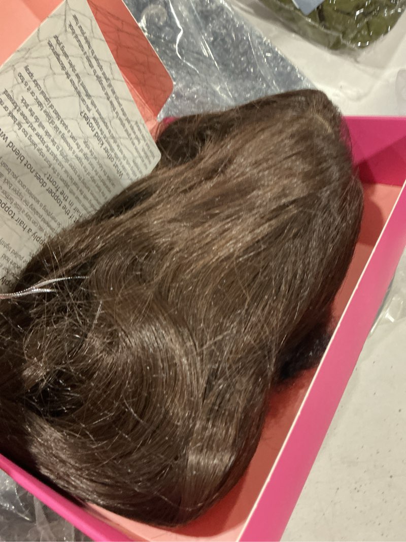 Condition photo showing Good Condition for ms taj 16 inch hair topper, 6.5''x6.5'' toppers for thinning hair synthetic wavy hairpiece natural look for women easy to wear(soft brown) soft brown 16 inch