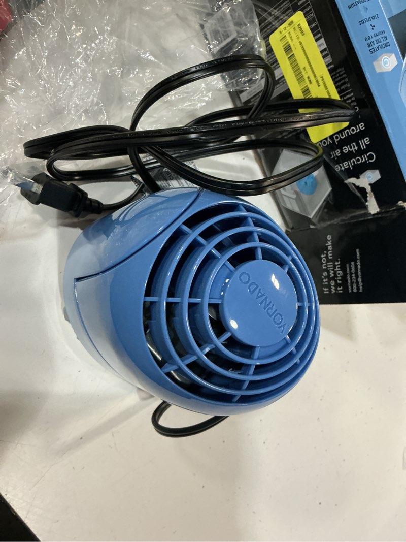Condition photo showing Good Condition for vornado flippi v6 compact air circulator fan, 3.2" tabletop fan, adjustable head, 2 speeds, blue