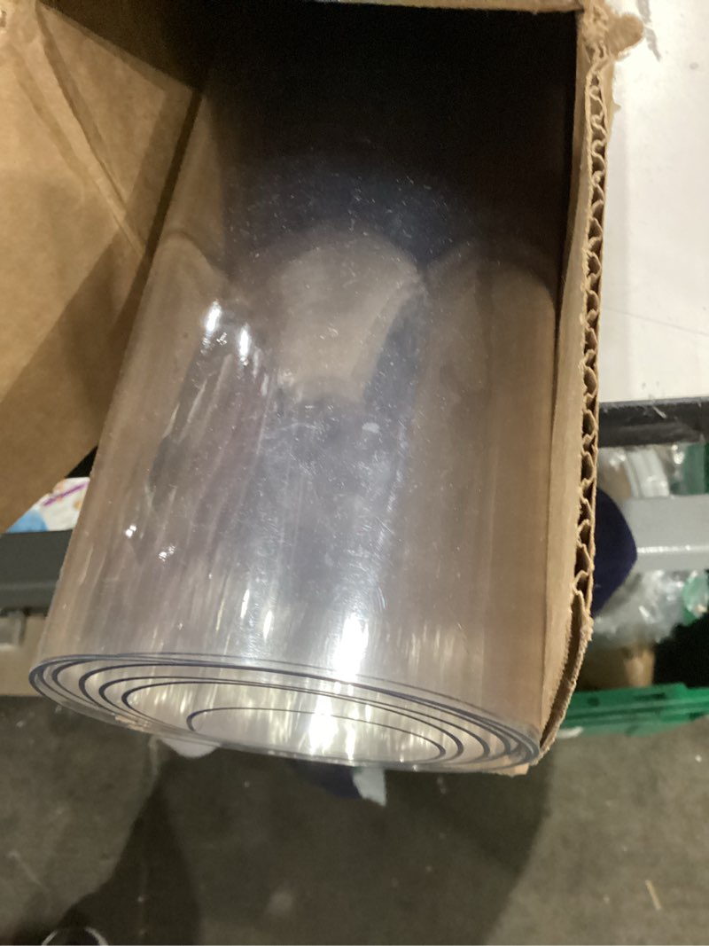 Condition photo showing As Is for Clear Table Protector 42 x 76 Inch, 1.5mm Thick Plastic Table Cover, Waterproof PVC Clear Table Cover Protector, Desk Protector Mat, Writing Desk Pad for Desktop, Coffee & Dining Room Table 42" x 76" (Rectangular) Crystal Clear