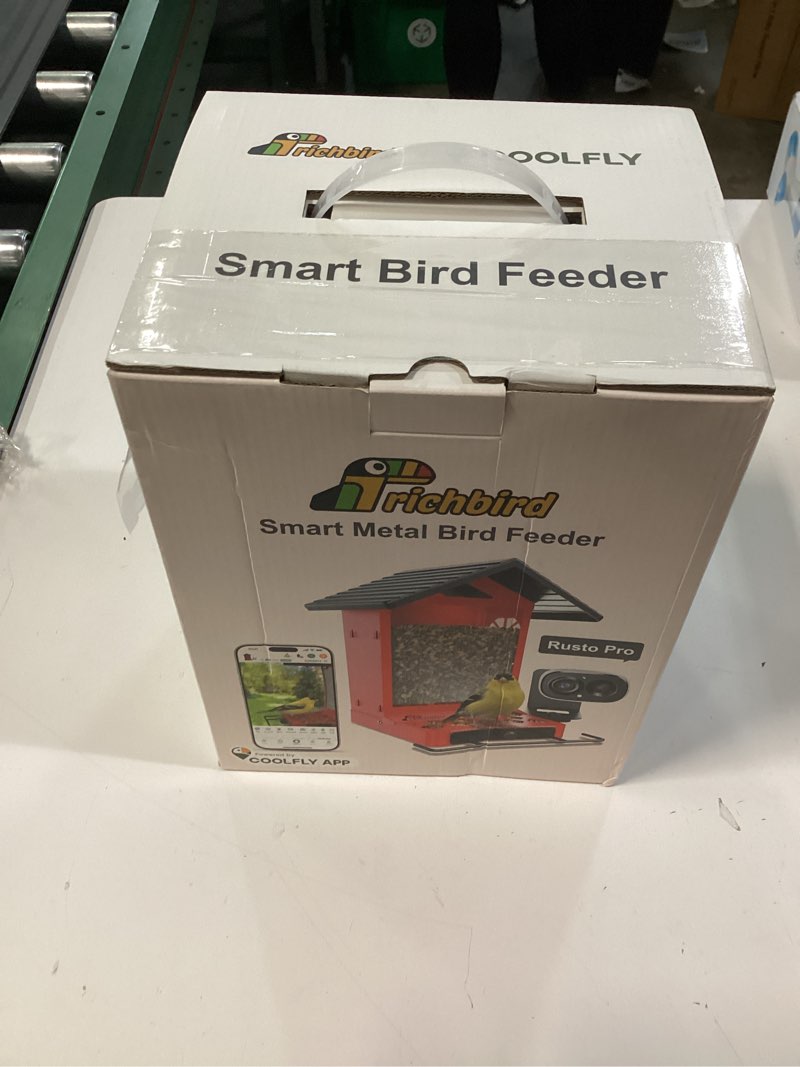Condition photo showing New/Like New for smart bird feeder camera with vivid 2.5k color night vision, free ai bird identifier, durable squirrel-resistant metal body, solar powered, outdoor gift for mom dad birds lovers red camera