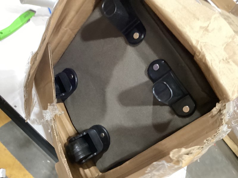 Condition photo showing As Is for Coleman Queen-Size Airbed Cot Combination, Folding Air Mattress with Steel Frame & Side Table, Battery Pump Included, Great for Camping, Lounging, Elevated Sleeping, Guests, & More Cot Queen