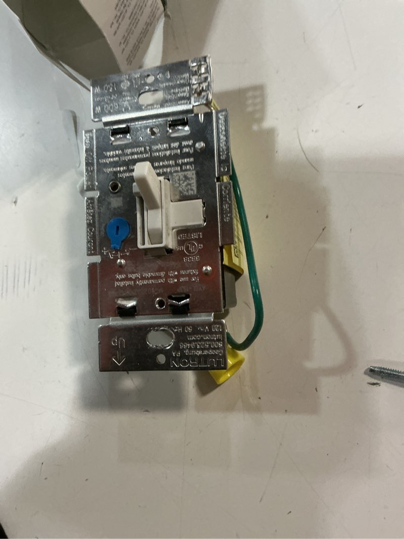 Condition photo showing As Is for lutron ariadni/toggler led+ dimmer light switch for dimmable led, halogen and incandescent dimmer switch, 150w, single-pole/3-way, aycl-153p-wh, white white 1 pack