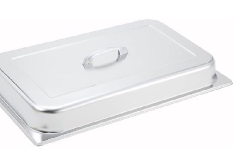 winco polished dome cover with handle, full size, medium, stainless steel