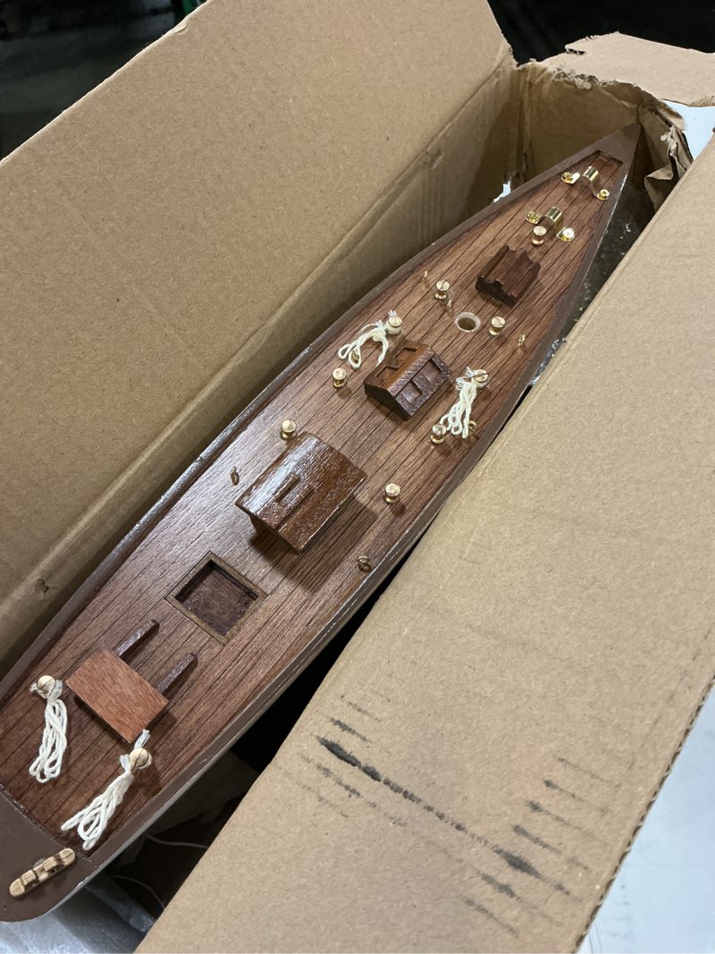 Condition photo showing As Is for sailingstory wooden sailboat decor ship model antique finish ivory