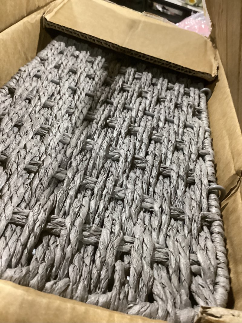 Condition photo showing New/Like New for 3 Gallon Wicker Trash Can,Grey Bathroom Trash Cans with Lid,Waterproof Slim Waste Basket for Bedroom,Home Office,Narrow Garbage Can with Removable Liner