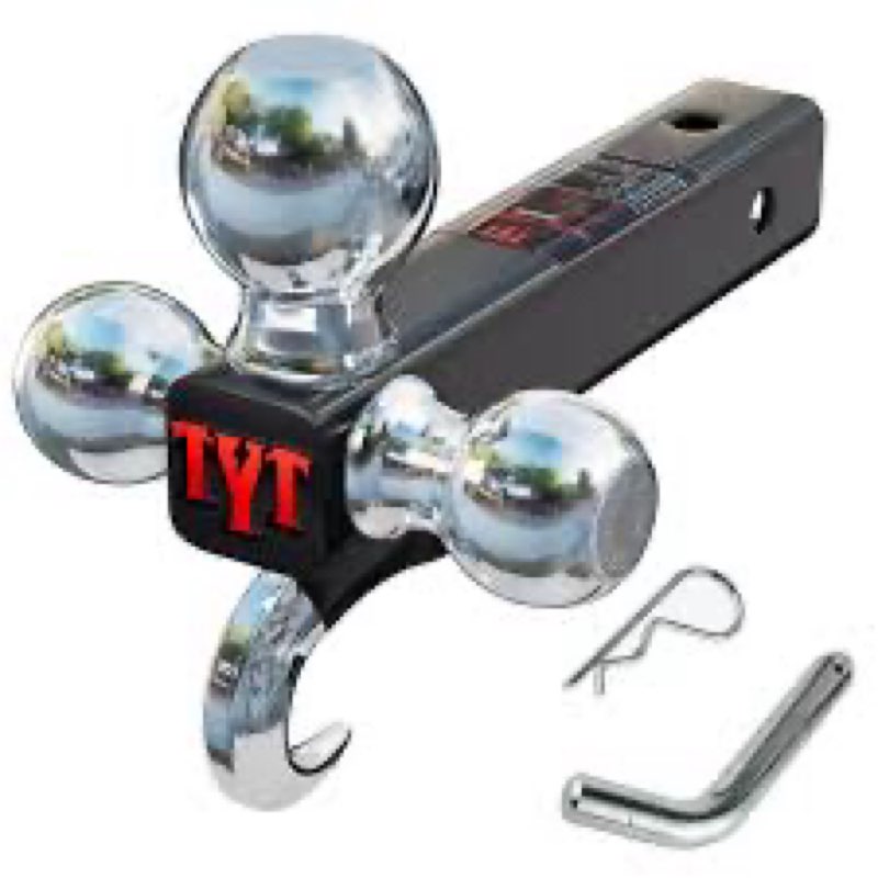 tyt trailer hitch tri ball mount with tow hook, 2" hitch receiver
