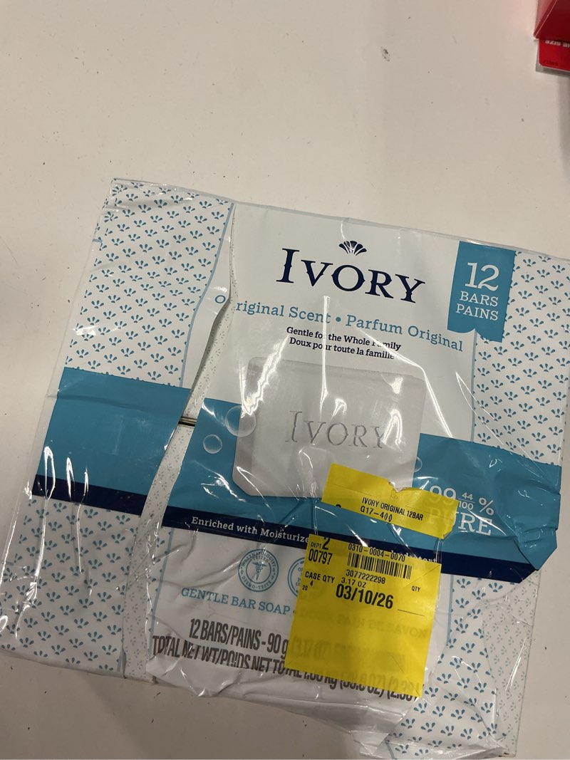 Condition photo showing Good Condition for ivory gentle bar soap, designed for whole family, 99.44% pure formula, plant-based cleanser, made without heavy perfumes, parabens & phthalates, for all skin types, original scent, 3.17 oz (12 count) original 38.04 ounce (pack of 1)
