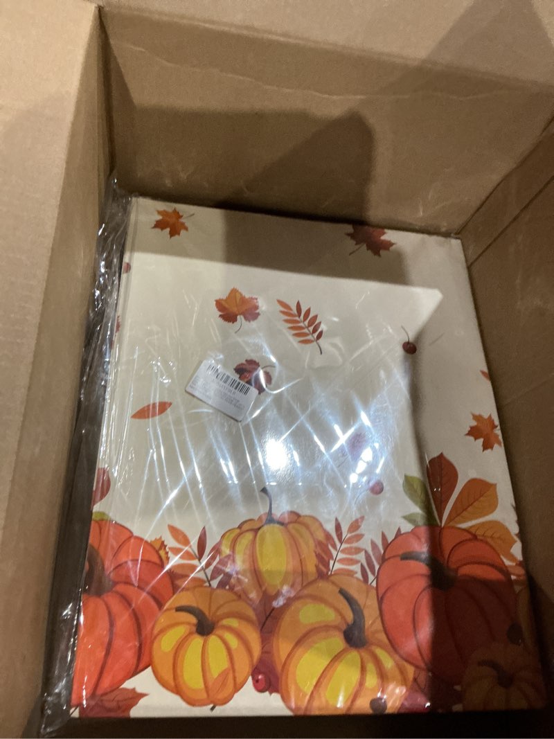 Condition photo showing Good Condition for whaline 3 pack fall disposable trash cans orange pumpkin leaves portable cardboard garbage can with 15 white trash bags for home kitchen thanksgiving autumn party