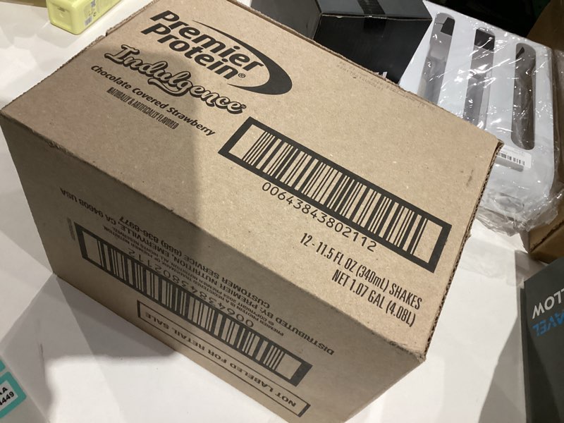 Condition photo showing As Is for (Expired)Premier Protein Shake INDULGENCE, Chocolate Covered Strawberry, 30g Protein, 170 Calories, 3g Sugar, 11.5 fl oz, 12 Pack (Packaging May Vary) Chocolate Covered Strawberry 11.5 Fl Oz (Pack of 12)