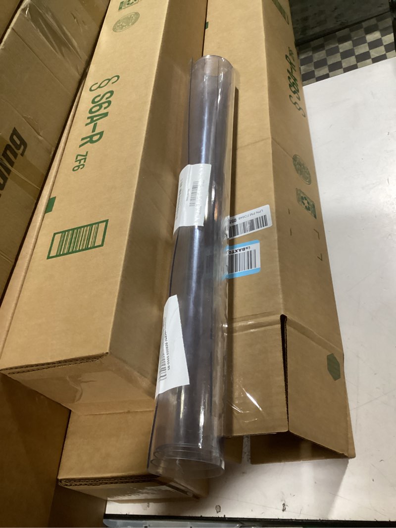 Condition photo showing Good Condition for (unknown size) 28\"x60\"crystal pvc table cover protector, waterproof pvc tablecloth, 2mm thickened protector for table, desk, coffee table, workbench,dresser, tv stand, counter 60\" x 28\" clear 2mm