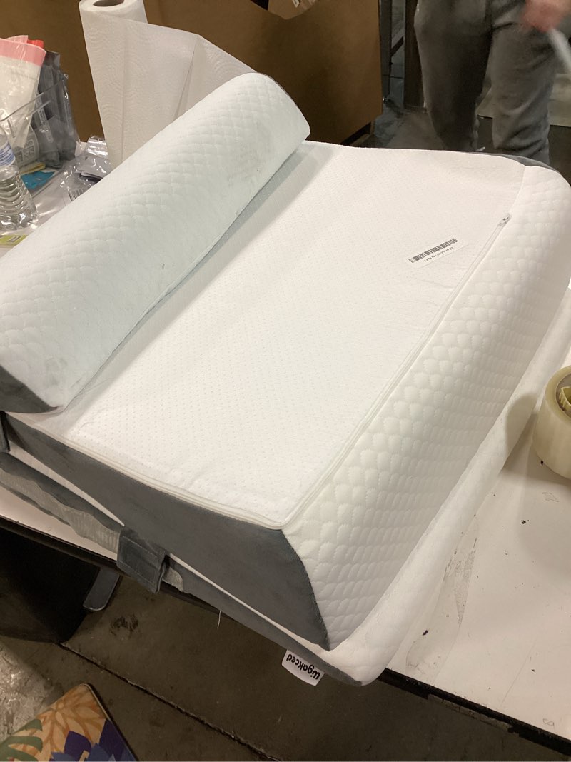 Condition photo showing As Is for 3Pcs Wedge Pillow Set for After Surgery,Acid Reflux Relief, Adjustable Bed Wedge Pillows for Sleeping,Anti Snore, Memory Foam Triangle Pillow for Back&Neck&Shoulder Pain Relief, White&Grey White/Grey 12 IN+1 Head pillow