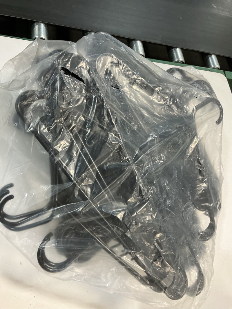 Condition photo showing Good Condition for house day black plastic hangers 60 pack, clothes hangers with non slip hooks, durable & space saving coat hanger, light-weight clothing hanger, perfect closet organizer for everyday use 60 pack black