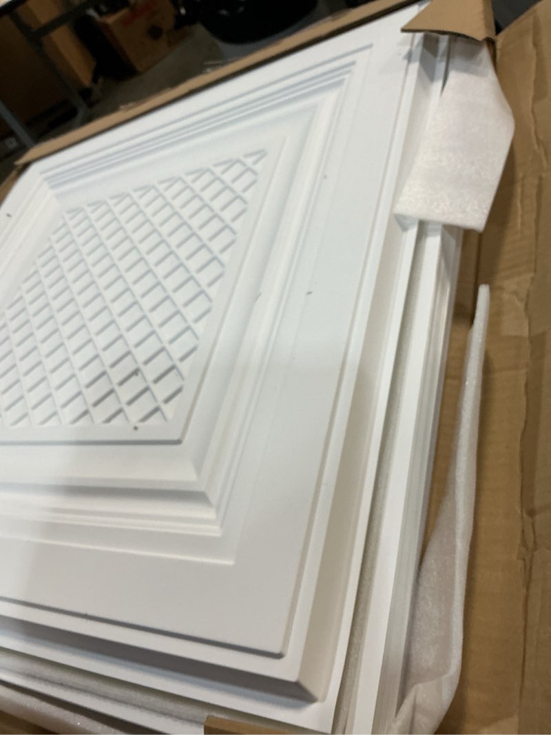 Condition photo showing New/Like New for 24 PCS 2x2 FT Multi-Layer Diamond Frame Decorative Ceiling Tiles, 24x24 Inch 3D Modern Minimalist Ceiling Panels, PVC Waterproof Cuttable Material Ideal for Living Room Bedroom Cover 96 Sq.Ft Lingge multi-layer frame
