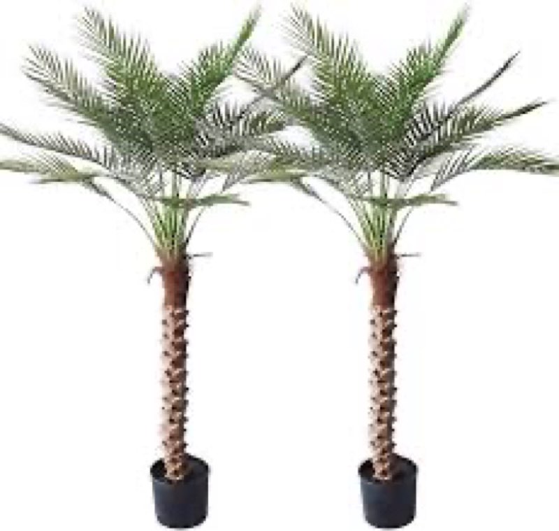 Artificial Palm Tree 8FT Large Fake Sago Palm Plant with 18 Trunks Perfect Tall Faux Tree in Pot for
