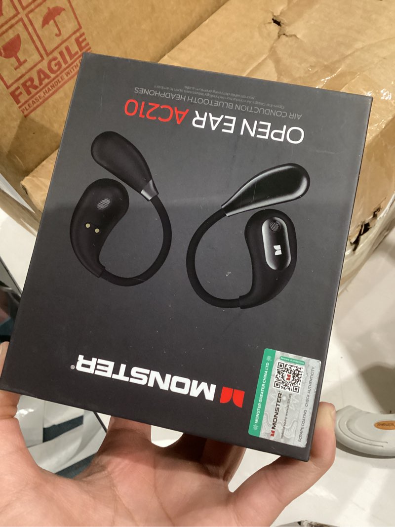 Condition photo showing Good Condition for Monster Open Ear AC210 Headphones, Bluetooth 5.4 Earphones Stereo Sound, Wireless Headphones 30 Hours Playback, Type-C Charging, IPX5 Waterproof Open Ear Earbuds,Black E29bk